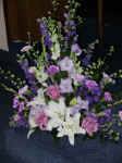 Side  Altar Spray of Gladiolus, Roses, Oriental Lilies and Larkspur